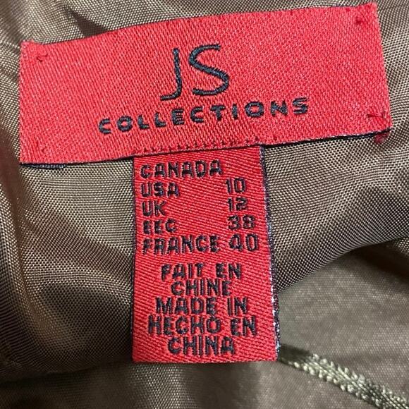 JS Collection Brown Satin Sequin Floral Embroidered Sleeveless Flare Dress 10 - Picture 4 of 5